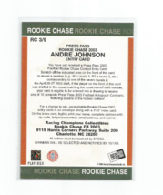 Andre Johnson 2003 Press Pass Rookie Chase Contest Card #RC3-UNSCRATCHED - £7.46 GBP