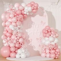 Coquette Birthday Decorations 145 Pcs Pink and White Balloon Garland Arc... - $23.48