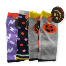 Gertex Girl Halloween Socks 10-13 Shoe Polka Dot Lightning Pumpkin Stripe 4 pair - £6.76 GBP