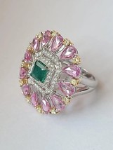 Emerald Gold Ring 14k Emerald Ruby Diamond Citrine Ring Wedding Wear - £556.31 GBP