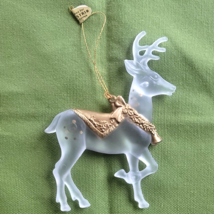Reindeer Silvestri Acrylic Opaque Hanging Christmas Tree Ornament 4&quot; Tall - £6.32 GBP