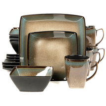 Gibson Elite Tequesta 16-Piece Square Dinnerware Set, Taupe - $69.99