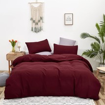 Burgundy Comforter Set Queen Size Dark Red Bedding Set Pure Burgundy Bed... - £107.45 GBP