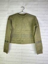 Adidas Three Stripes Trefoil Crop Top Sweatshirt Olive Green Womens Size S - £19.06 GBP