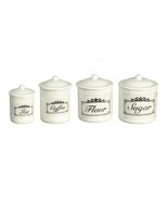 DOLLHOUS MINIATURE  - WHITE CANNISTER SET (SET OF 4)  1:12 SCALE - £8.64 GBP