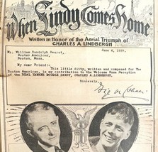 1927 When Lindy Comes Home Charles Lindbergh Sheet Music Newspaper Artic... - $99.99