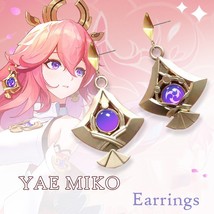 Genshin Impact Earring Yae Miko Cosplay Anime Vision Earrings for Women Sweet Ea - £17.11 GBP