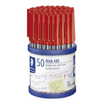 Staedtler Stick Pen Medium Ballpoint 50/cup - Red - $40.42