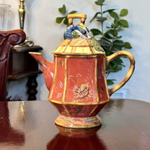 Tracy Porter Artesian Road Collection Peacock Teapot Floral Hand Painted EUC - £31.06 GBP