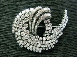 14K White Gold Over 5CT Round &amp; Baguette Cut Diamond Vintage Pin Brooch - £130.19 GBP