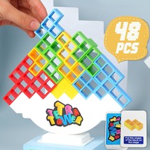 48 Pcs Tetra Tower Balance Stacking Blocks Game Board Games for 2 Players Family - £29.42 GBP