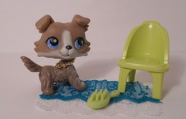 LPS # 67 Littlest Pet Shop Gray &amp; White Collie Puppy Dog Hasbro with accessories - £60.36 GBP