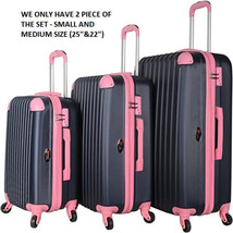SET OF 2 Brio Luggage Hardside Spinner Expandable Suitcase #808 - Black/Pink - £93.22 GBP