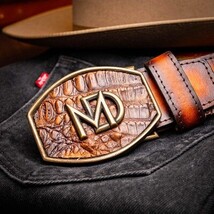 Texas Caiman and Calfskin Western Belt Aged Maple image 8