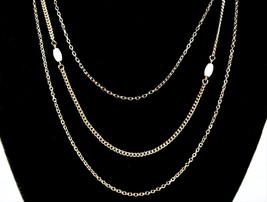 Avon Mother Of Pearl Bead Accents Triple Strand Necklace Vintage Goldtone 18-21&quot; - £13.17 GBP