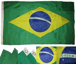 K&#39;s Novelties 3x5 Embroidered Sewn Brazil Country Premium Quality Nylon Flag Cli - £14.19 GBP