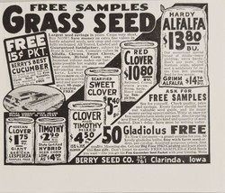 1942 Print Ad Berry Seed Company Grass Seed Clover,Alfalfa,Timothy Clarinda,Iowa - $13.93