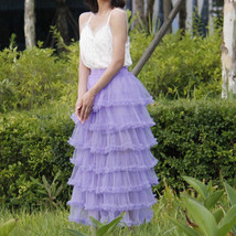 Purple Layered Tulle Maxi Skirt Women Custom Plus Size Fluffy Tulle Skirt