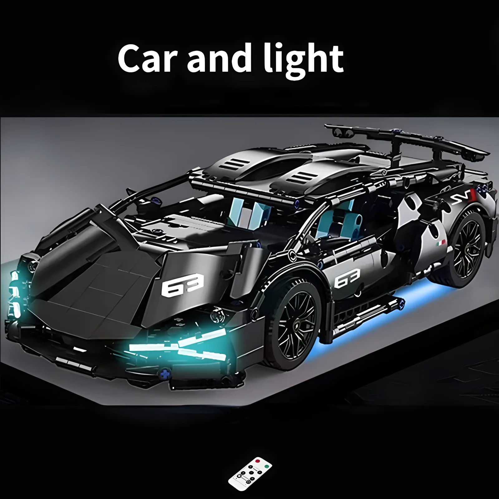 Technical Racing Sport Car Model Building Blocks technic -With Box Car and light - $54.67