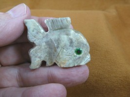 Y-FIS-TR-16) gray GOLDFISH FISH gemstone SOAPSTONE STONE gem carving LOV... - $8.59