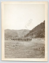 Black &amp; White Photo Of A Company Of Army Soldiers In The Mountains Of Korea - $13.39