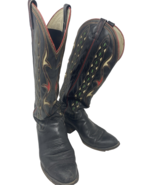 Vintage Biltrite Men&#39;s Knee High  Cowboy Boots Black Leather 9C - $130.32 CAD