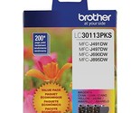 Brother Printer LC30113PKS 3-Pack Standard Cartridges Yield Up To 200 Pa... - £31.62 GBP