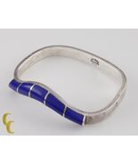 Taxco Mexico Sterling Silver Lapis Lazuli Inlay Bracelet Gorgeous! - $6,222.94 MXN