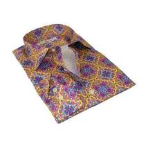 Men's EMILIO CERUTTI Sport Shirt 100% Cotton #EMC3 Multi Pink Floral image 5