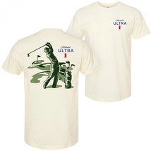Michelob Ultra Golfing Hole In One Front and Back Print T-Shirt Beige - £31.49 GBP+