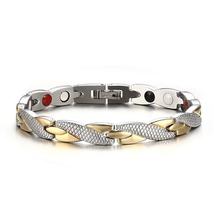 Magnetic Therapy Bracelet Elegant Bracelet Therapeutic Silver And Gold Plated - £7.97 GBP