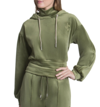 JUICY COUTURE Women&#39;s Juniors Velour Mock Neck Hoodie Green Size Medium ... - £47.92 GBP