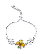 Sterling Silver Baltic Amber Shamrock Adjustable Bolo Bracelet - $145.44 CAD
