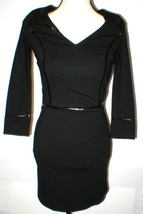 New Womens NWT $1200 Designer Emporio Armani Dress Black IT 40 4 Piping Sheath  - £916.76 GBP