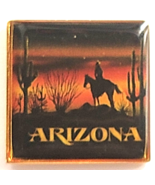 Arizona Desert Scene Cowboy on Horse Silhouette Pin Saguaro Southwest So... - $18.10 CAD