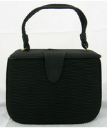 1950's Evening Bag~Classic-Black Cloth Cover Bag~Vintage-Nostalgia - A Treasure - $48.95