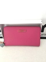 NWT New DKNY Donna Karan Zip Around Wallet Saffiano Leather Fuchsia Pink $105 - £55.90 GBP