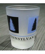 PENNSYLVANIA RR Font Pine Trees Frosted SHOT GLASS - £11.74 GBP