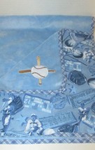 Cocalo Blue baseball Baby Blanket Receiving plaid trim applique printed ... - $9.89