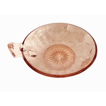 Pink Depression Glass Bowl Candy Dish Etched Floral Pattern Single Handle - £13.45 GBP