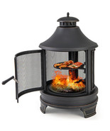 30 Inch Outdoor Fire Pit Chiminea with Grill for Garden BBQ - Color: Black - $11,825.22 MXN