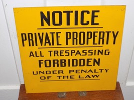 Vintage Notice Private Property Trespassers Forbidden Metal Sign - €103,90 EUR