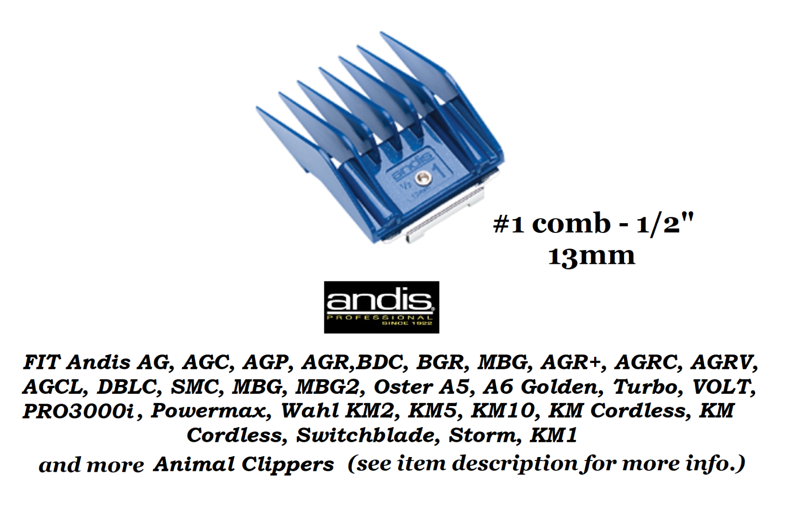 ANDIS UNIVERSAL ATTACHMENT GUIDE 1/2&quot; 13mm #1 COMB*Fit AGC,SMC,Pulse ZR,... - $12.99