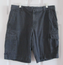 Vintage IZOD Flat Front Cargo Shorts 100%  Cotton, Gray Checkered, Size 36 EUC - £13.95 GBP