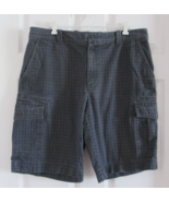 Vintage IZOD Flat Front Cargo Shorts 100%  Cotton, Gray Checkered, Size ... - £14.01 GBP