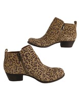 Lucky Brand Basel Women&#39;s 8.5 Leopard Print Leather Ankle Booties Side Z... - $34.83