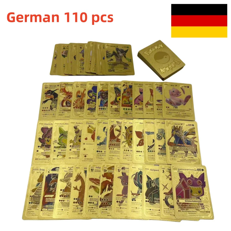 Pokémon Card Gold Foil Card Vmax GX V Vstar 10-110pcs German Charizard Pikachu - £7.82 GBP+