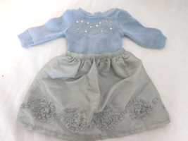American Girl Doll Frosty Party Outfit Dressy Silver Skirt and Blue Sweater - $11.90