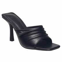 H by Halston Women Stiletto Slide Sandals Size US 7.5M Black Faux Leather - £23.81 GBP