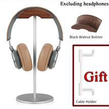 Walnut Wood &amp; Aluminum Headphone Stand Nature Walnut Gaming Headset Holder - £22.77 GBP